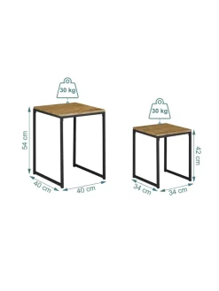 relaxdays Tische<Beistelltisch 2er Set in Holzoptik/ Schwarz