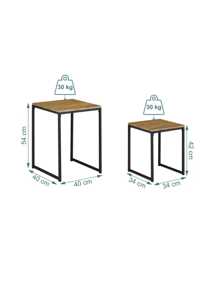 relaxdays Tische<Beistelltisch 2er Set in Holzoptik/ Schwarz