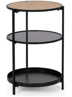 Bizzotto Tische<Beistelltisch ''Haldor'' in Schwarz/ Beige - (H)60,5 x Ø 40 cm