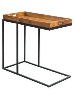 FineBuy Tische<Beistelltisch in Braun / Sheesham / 34x70x65