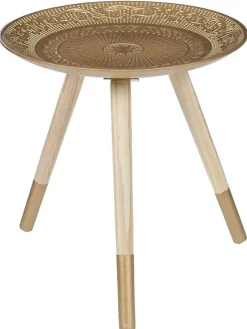 Ethnical Life Tische<Beistelltisch in Gold - (H)42 x Ø 40 cm