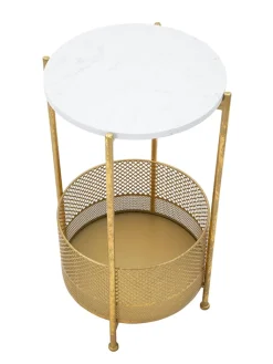 Mauro Ferretti Tische<Beistelltisch in Gold/ Weiß - (H)62 x Ø 35 cm