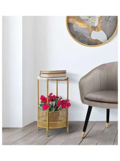 Mauro Ferretti Tische<Beistelltisch in Gold/ Weiß - (H)62 x Ø 35 cm