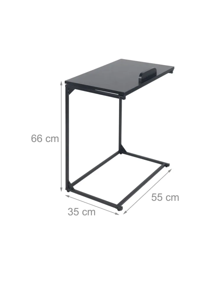 relaxdays Tische<Beistelltisch in Schwarz - (B)55 x (H)66 x (T)35 cm