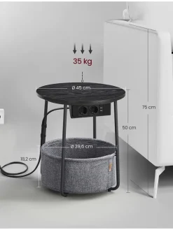 SONGMICS Tische<Beistelltisch in Schwarz - (H)50 cm - Ø 45 cm