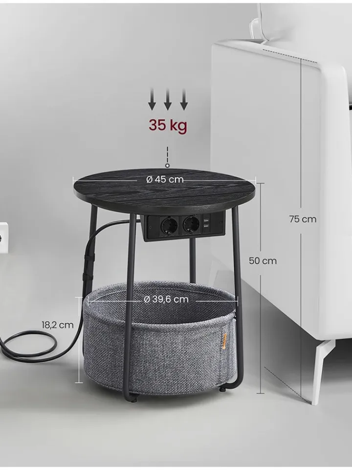 SONGMICS Tische<Beistelltisch in Schwarz - (H)50 cm - Ø 45 cm