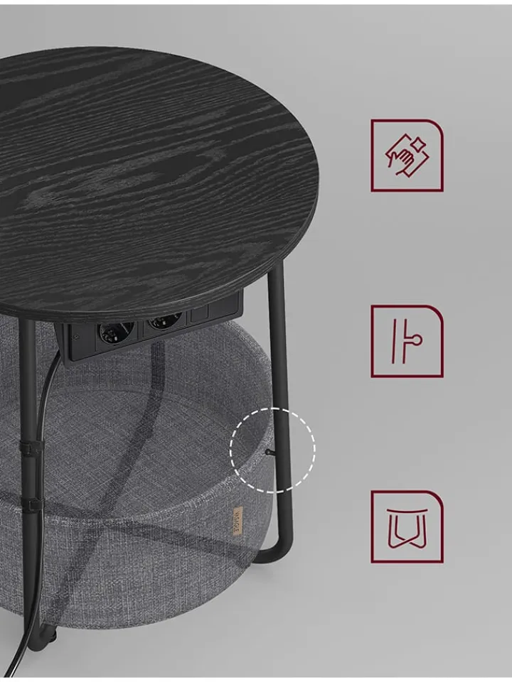 SONGMICS Tische<Beistelltisch in Schwarz - (H)50 cm - Ø 45 cm