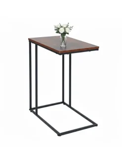 relaxdays Tische<Beistelltisch in Schwarz/ Braun - (B)50 x (H)64 x (T)35 cm