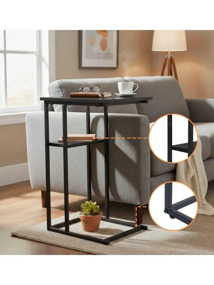 relaxdays Tische<Beistelltisch in Schwarz - (B)40 x (H)60 x (T)30 cm