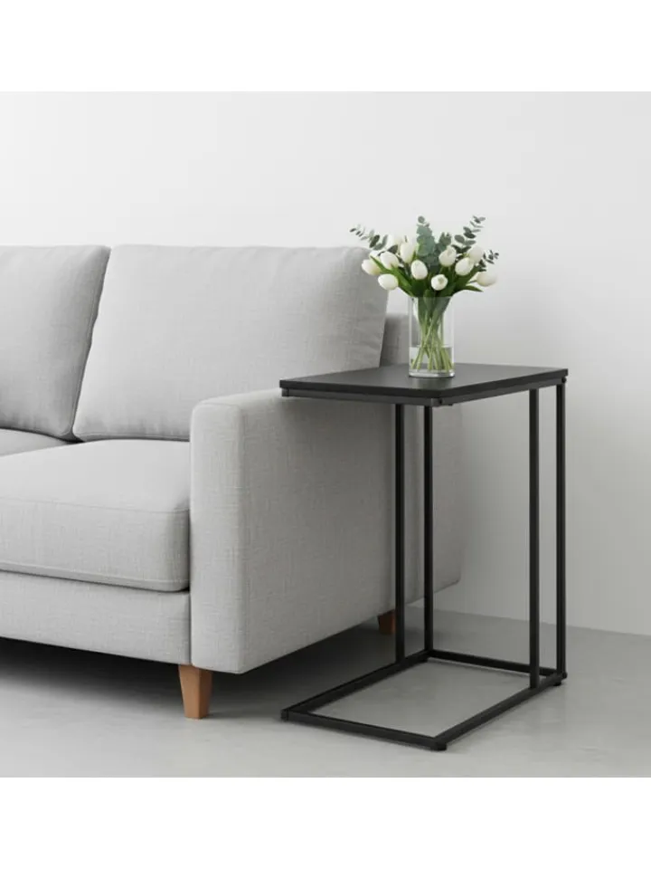 relaxdays Tische<Beistelltisch in Schwarz - (B)50 x (H)64 x (T)35 cm