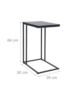 relaxdays Tische<Beistelltisch in Schwarz - (B)50 x (H)64 x (T)35 cm
