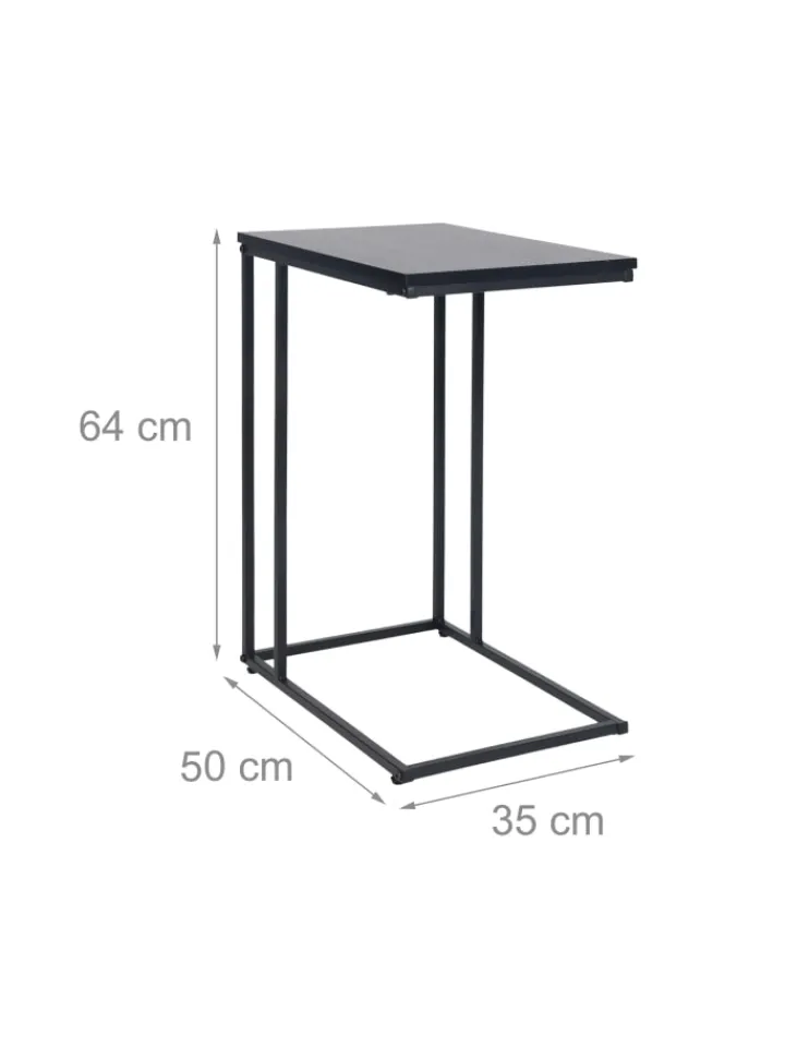 relaxdays Tische<Beistelltisch in Schwarz - (B)50 x (H)64 x (T)35 cm
