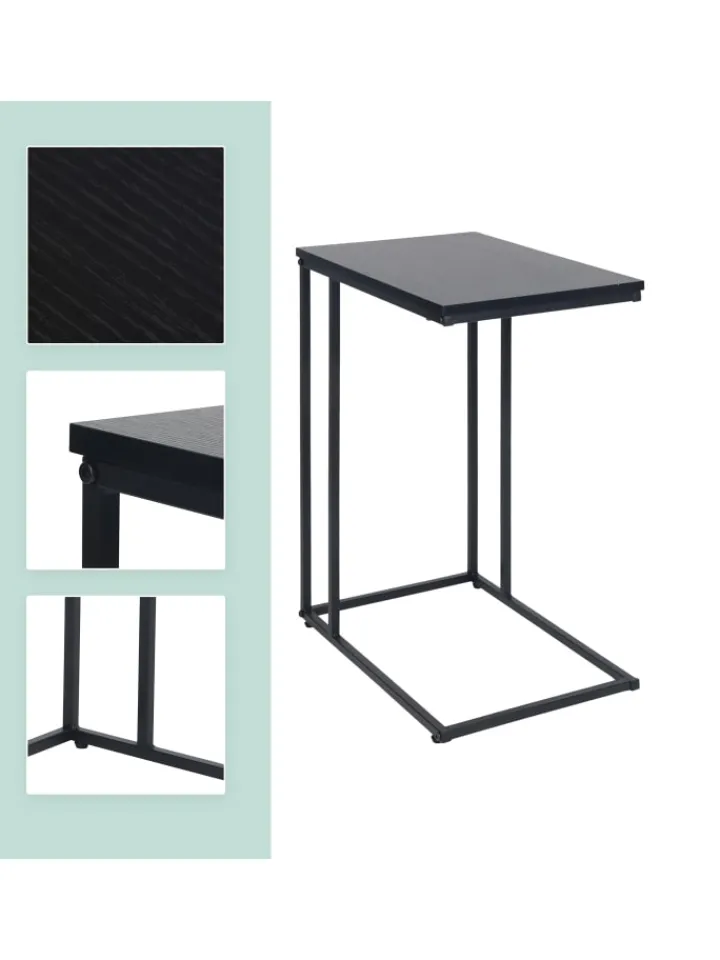 relaxdays Tische<Beistelltisch in Schwarz - (B)50 x (H)64 x (T)35 cm