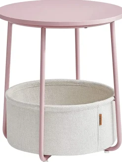 SONGMICS Tische<Beistelltisch in Weiß/ Rosa - (H)50 x Ø 45 cm