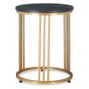 relaxdays Tische<Beistelltisch "MARMO" in Schwarz/ Gold - (H)51 x Ø 41 cm