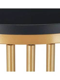 relaxdays Tische<Beistelltisch "MARMO" in Schwarz/ Gold - (H)51 x Ø 41 cm