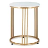 relaxdays Tische<Beistelltisch "MARMO" in Weiß/ Gold - (H)51 x Ø 41 cm