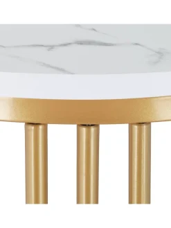 relaxdays Tische<Beistelltisch "MARMO" in Weiß/ Gold - (H)51 x Ø 41 cm