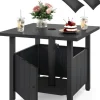 COSTWAY Gartenmöbel<Beistelltisch Outdoor wetterfest 55,5 x 55,5 x 48 cm in Schwarz