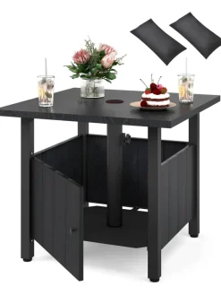 COSTWAY Gartenmöbel<Beistelltisch Outdoor wetterfest 55,5 x 55,5 x 48 cm in Schwarz