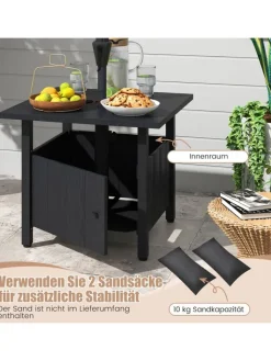 COSTWAY Gartenmöbel<Beistelltisch Outdoor wetterfest 55,5 x 55,5 x 48 cm in Schwarz