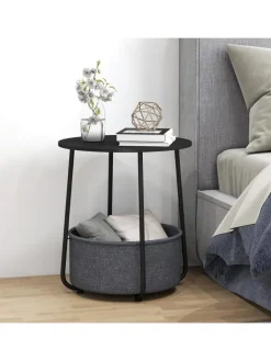 COSTWAY Tische<Beistelltisch rund φ45 x 50,5 cm in Schwarz