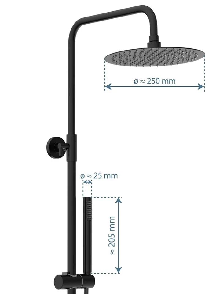 Schütte Badaccessoires<Überkopf-Brauseset "Aquaduct" in Schwarz