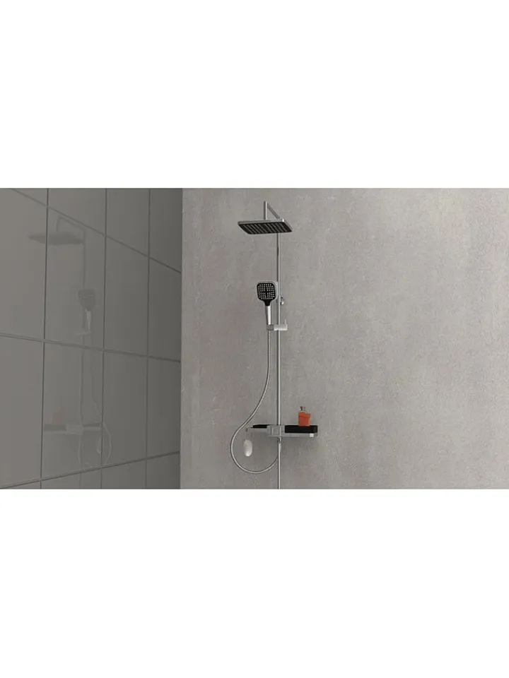 Schütte Badaccessoires<Überkopfbrauseset "Blueperl" in Chrom/ Schwarz