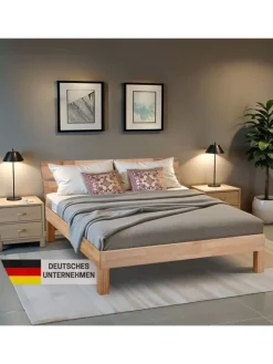 Coemo Betten & Matratzen<Bett Massivholz Leah in Buche natur