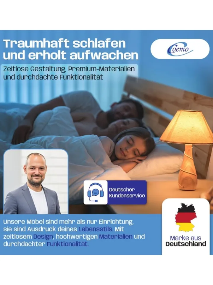Coemo Betten & Matratzen<Bett Massivholz Leah in Buche natur