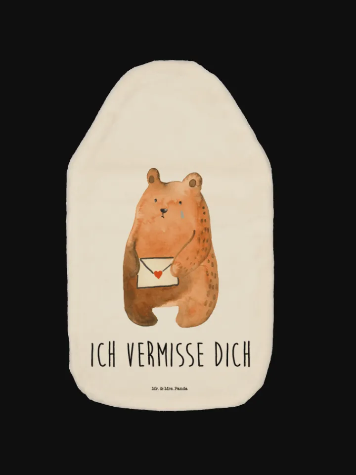 Mr. & Mrs. Panda Wärmflaschen & -Kissen<Bettflasche Bär Liebesbrief mit Spruch in Weiß