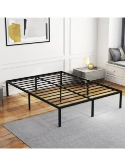 COSTWAY Betten & Matratzen<Bettgestell Metall 160 x 200 cm in Schwarz