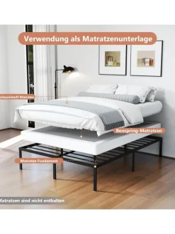 COSTWAY Betten & Matratzen<Bettgestell Metall 160 x 200 cm in Schwarz