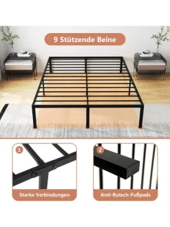 COSTWAY Betten & Matratzen<Bettgestell Metall 160 x 200 cm in Schwarz