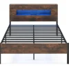 COSTWAY Betten & Matratzen<Bettgestell 140x200 cm in Braun