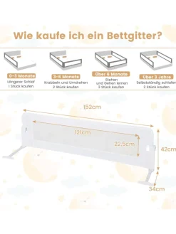COSTWAY Babymöbel<Bettgitter 150cm in Weiß