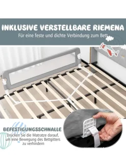 COSTWAY Babymöbel<Bettgitter in Grau