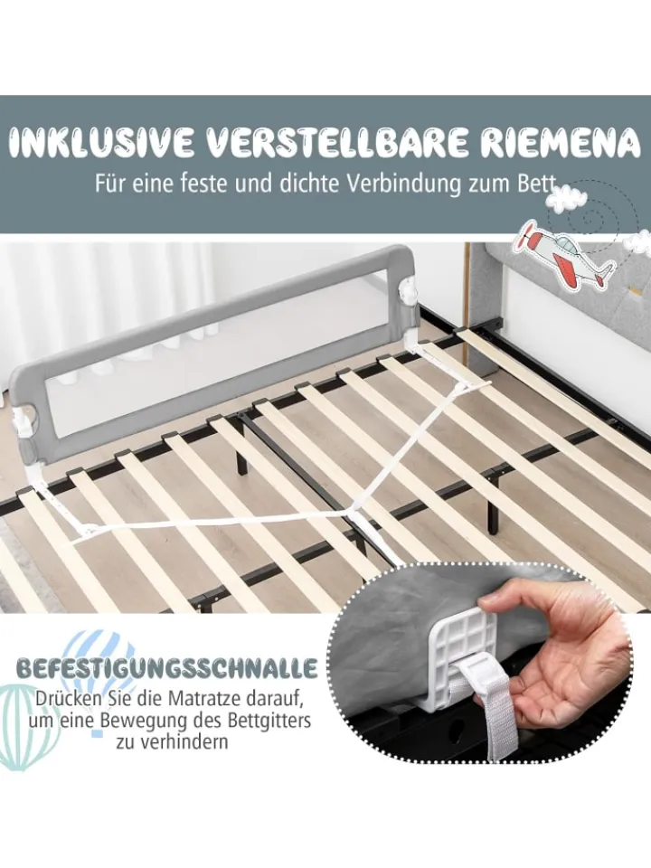 COSTWAY Babymöbel<Bettgitter in Grau