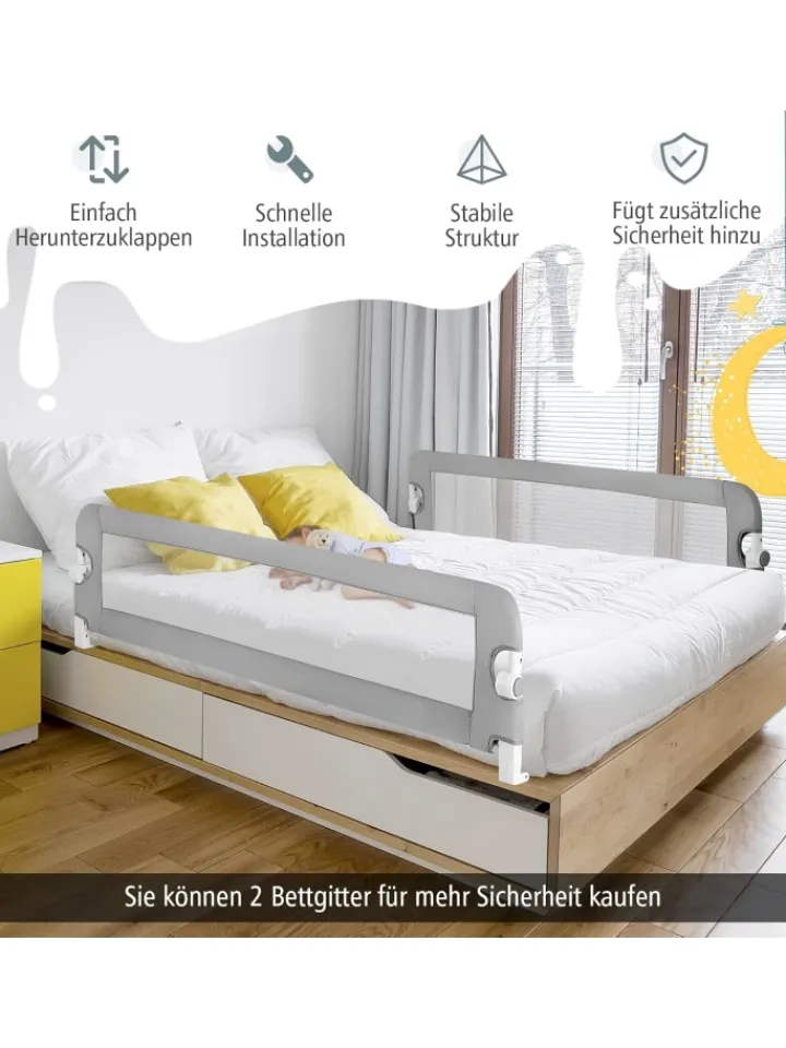 COSTWAY Babymöbel<Bettgitter in Grau