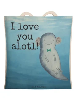 Mr. & Mrs. Panda Einkaufstaschen & -Trolleys<Beutel Axolotl Liebe Design mit Spruch in Weiß