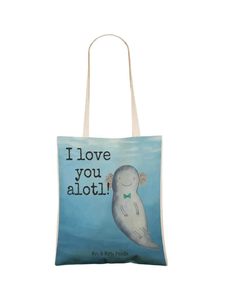 Mr. & Mrs. Panda Einkaufstaschen & -Trolleys<Beutel Axolotl Liebe Design mit Spruch in Weiß