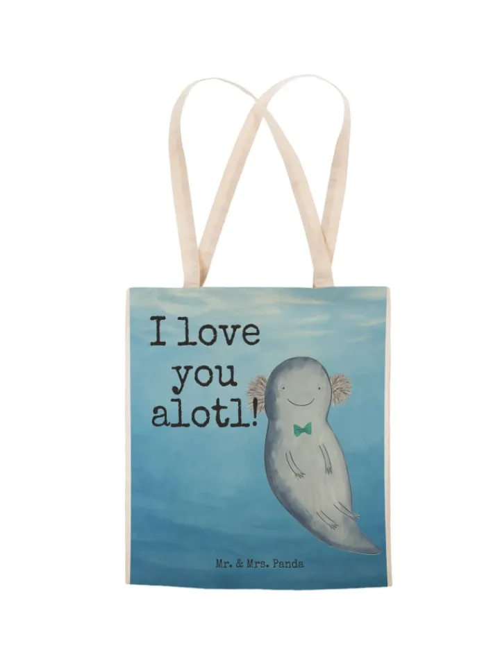 Mr. & Mrs. Panda Einkaufstaschen & -Trolleys<Beutel Axolotl Liebe Design mit Spruch in Weiß