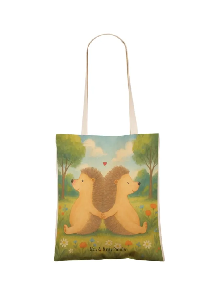 Mr. & Mrs. Panda Einkaufstaschen & -Trolleys<Beutel Tasche Igel händchenhaltend Design ohne ... in Weiß