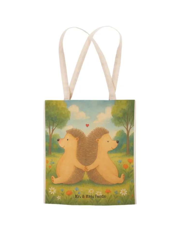 Mr. & Mrs. Panda Einkaufstaschen & -Trolleys<Beutel Tasche Igel händchenhaltend Design ohne ... in Weiß