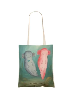 Mr. & Mrs. Panda Einkaufstaschen & -Trolleys<Beuteltasche Axolotl Liebe Design ohne Spruch in Weiß