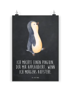 Mr. & Mrs. Panda Wanddekoration<Bild Pinguin mHerzieren mit Spruch in Kreidetafel