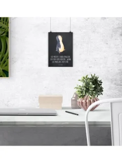 Mr. & Mrs. Panda Wanddekoration<Bild Pinguin mHerzieren mit Spruch in Kreidetafel