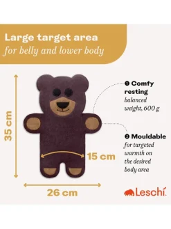 Leschi Wärmflaschen & -Kissen<Bio-Körnerkissen "Bär Teddy" in Lila - (L)40 x (B)4 x (H)14 cm