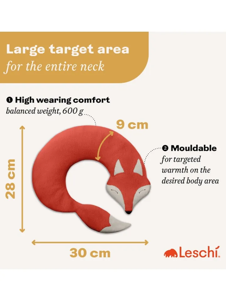 Leschi Kindermöbel|Wärmflaschen & -Kissen<Bio-Körnerkissen "Fuchs Noah" in Rot - (L)50 x (B)4 x (H)10 cm