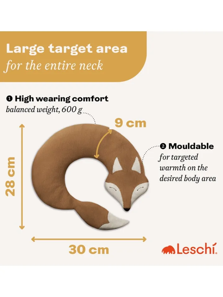 Leschi Kindermöbel|Wärmflaschen & -Kissen<Bio-Körnerkissen "Fuchs Noah" in Hellbraun - (L)50 x (B)4 x (H)10 cm